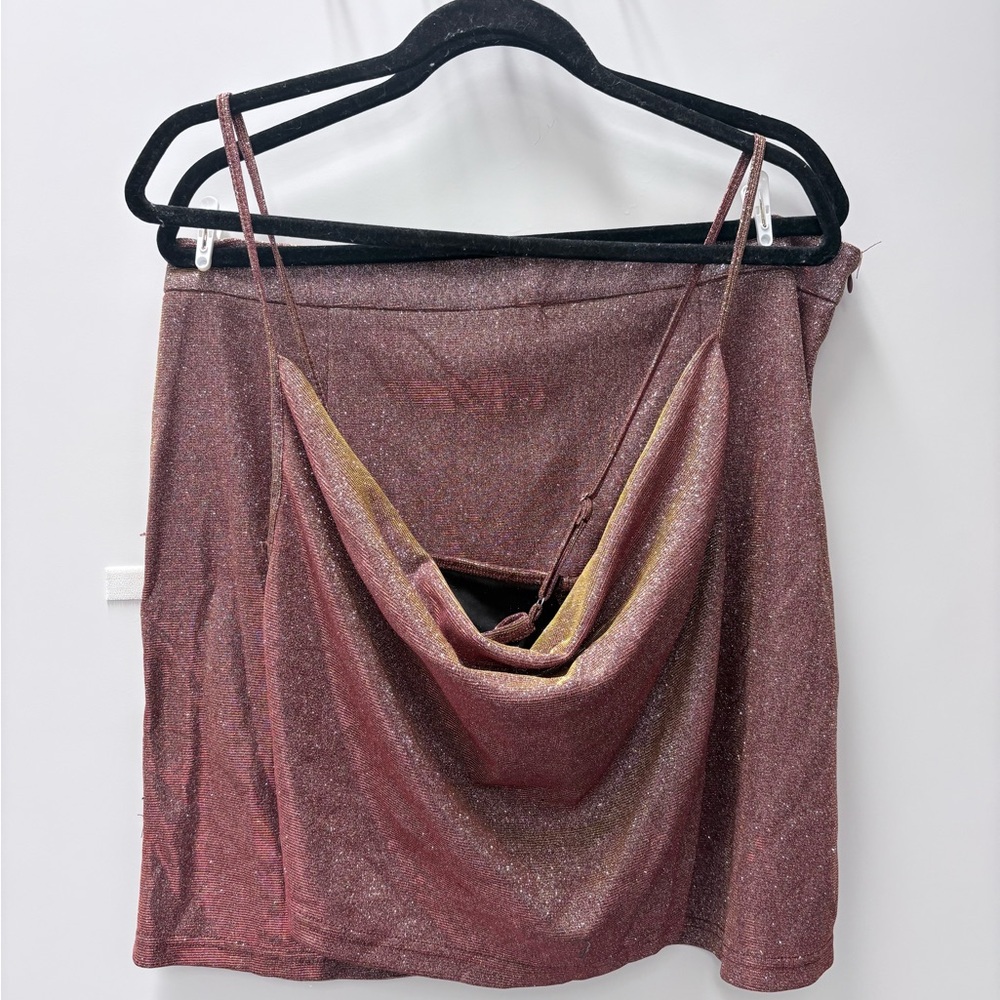 SHEIN Sz 2XL Two Piece Metallic Rose Top/Skirt